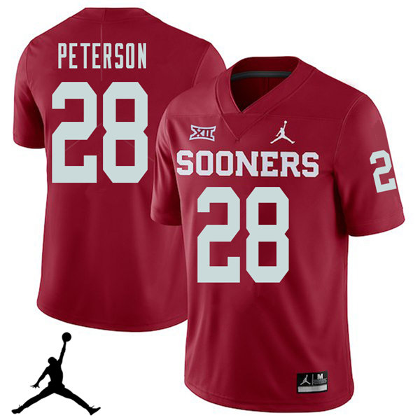 Jordan Brand Men #28 Adrian Peterson Oklahoma Sooners 2018 College Football Jerseys Sale-Crimson - Click Image to Close
